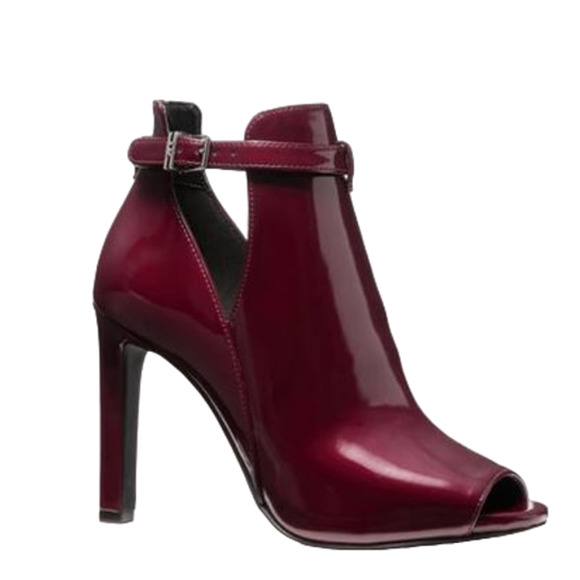 Michael Kors Burgundy Lawson Open Toe Leather Bootie NEW Size 10 - Picture 1 of 10